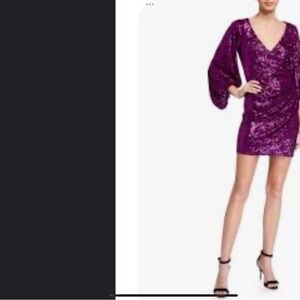 One33 Social Purple V Neck Balloon Sleeve Mini Dress size 10